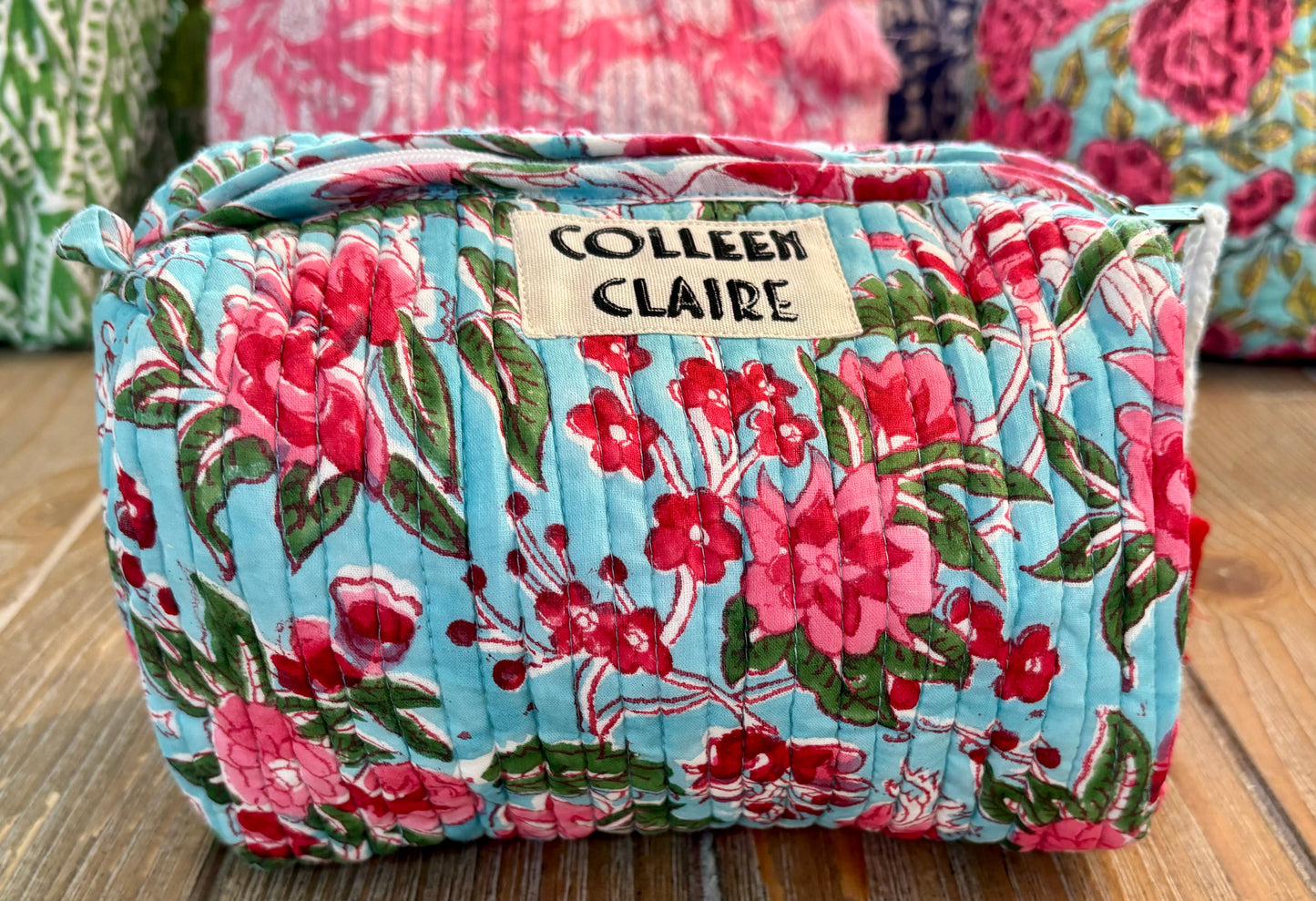 Suzanne Medium Teal Pink & Red Multi Toiletry Bag