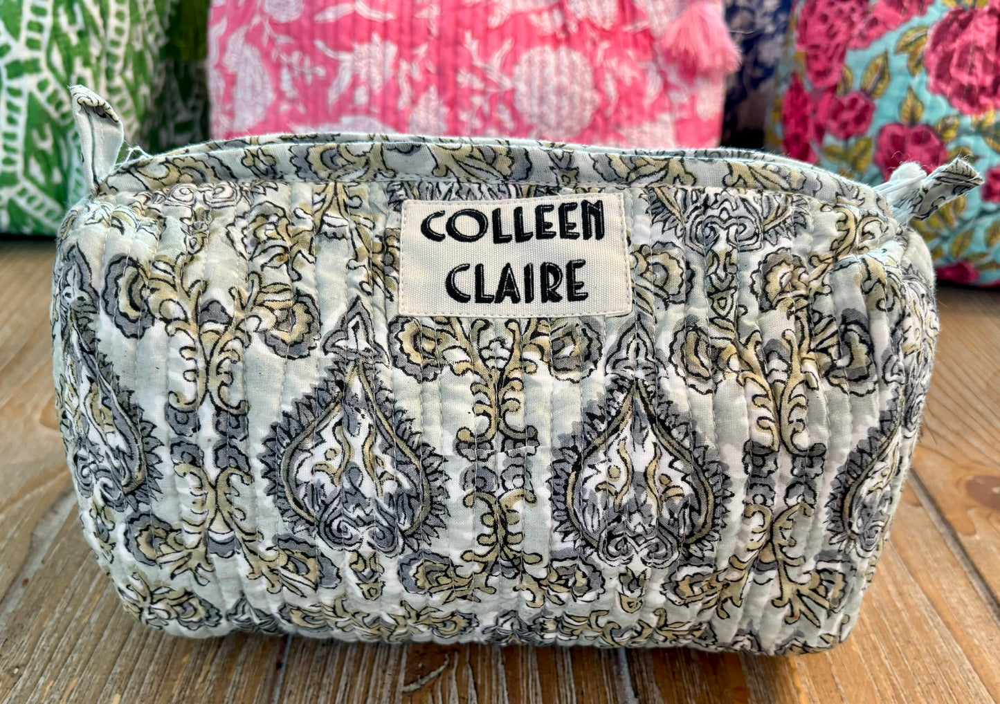 Suzanne Medium White Sage Green Multi Toiletry Bag