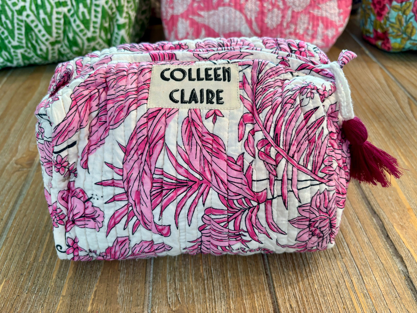 Suzanne Medium Hot Pink & White Toiletry Bag