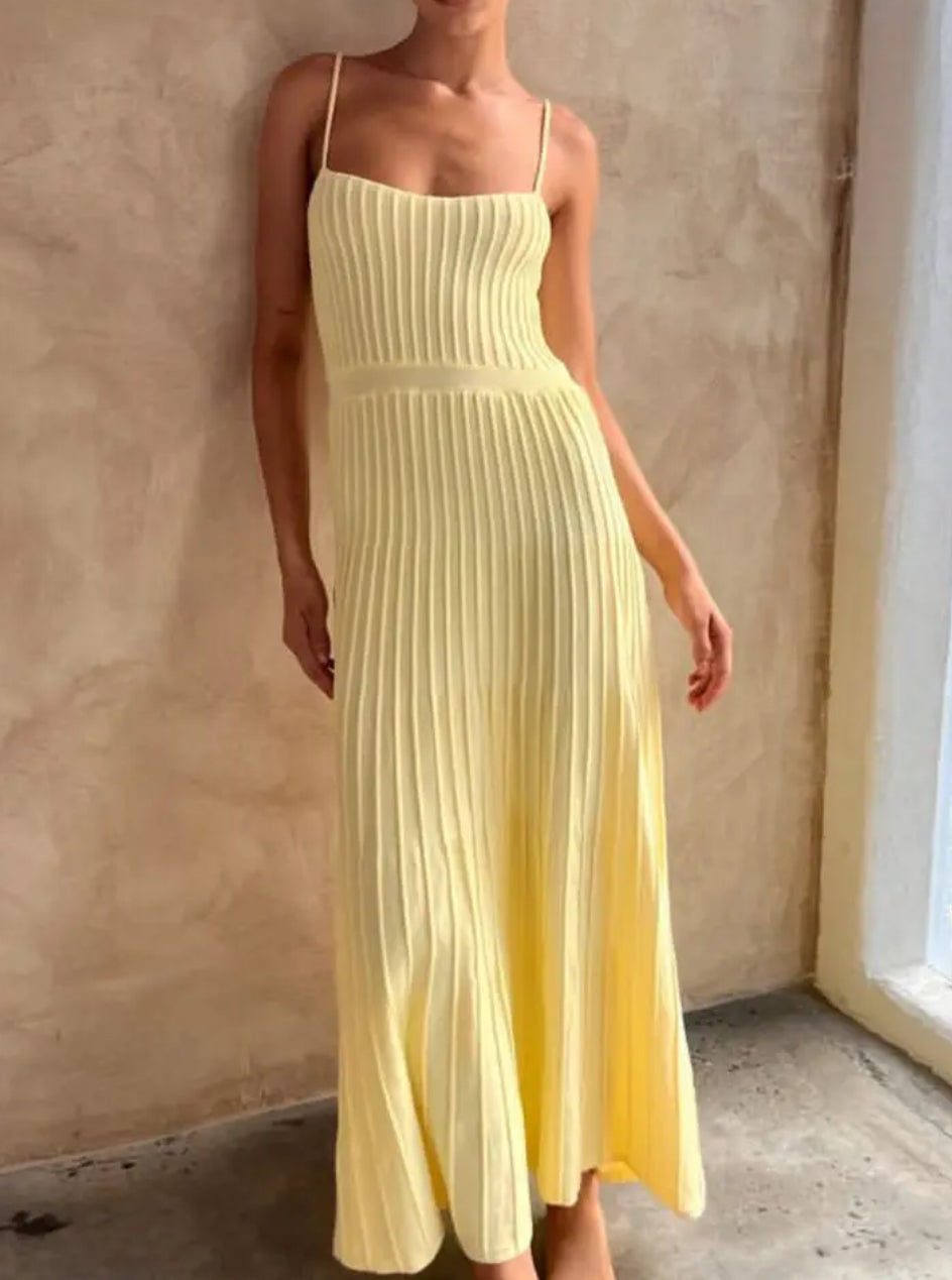 Jennifer Knit Yellow Midi Dress