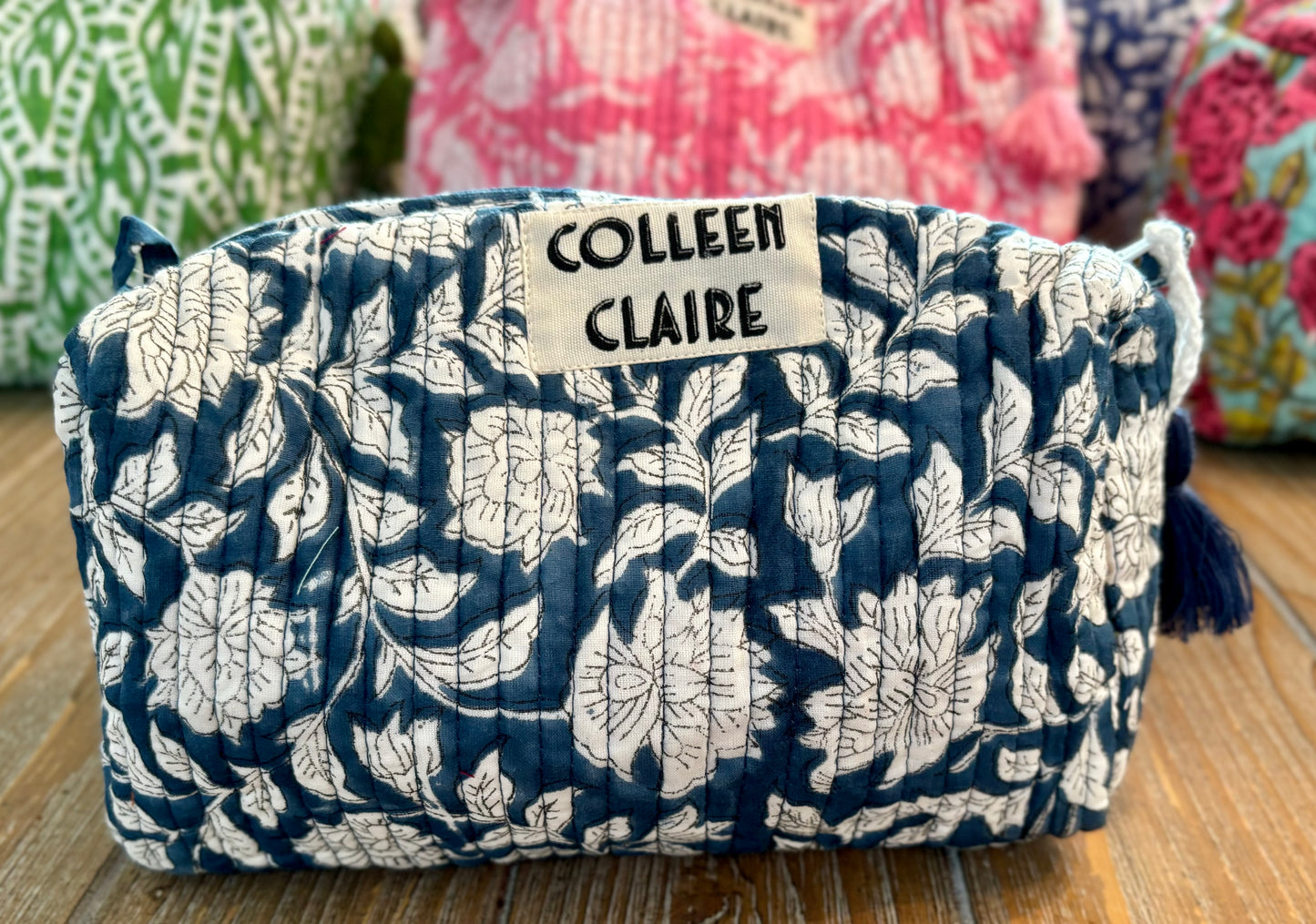 Suzanne Medium Indigo & White Toiletry Bag