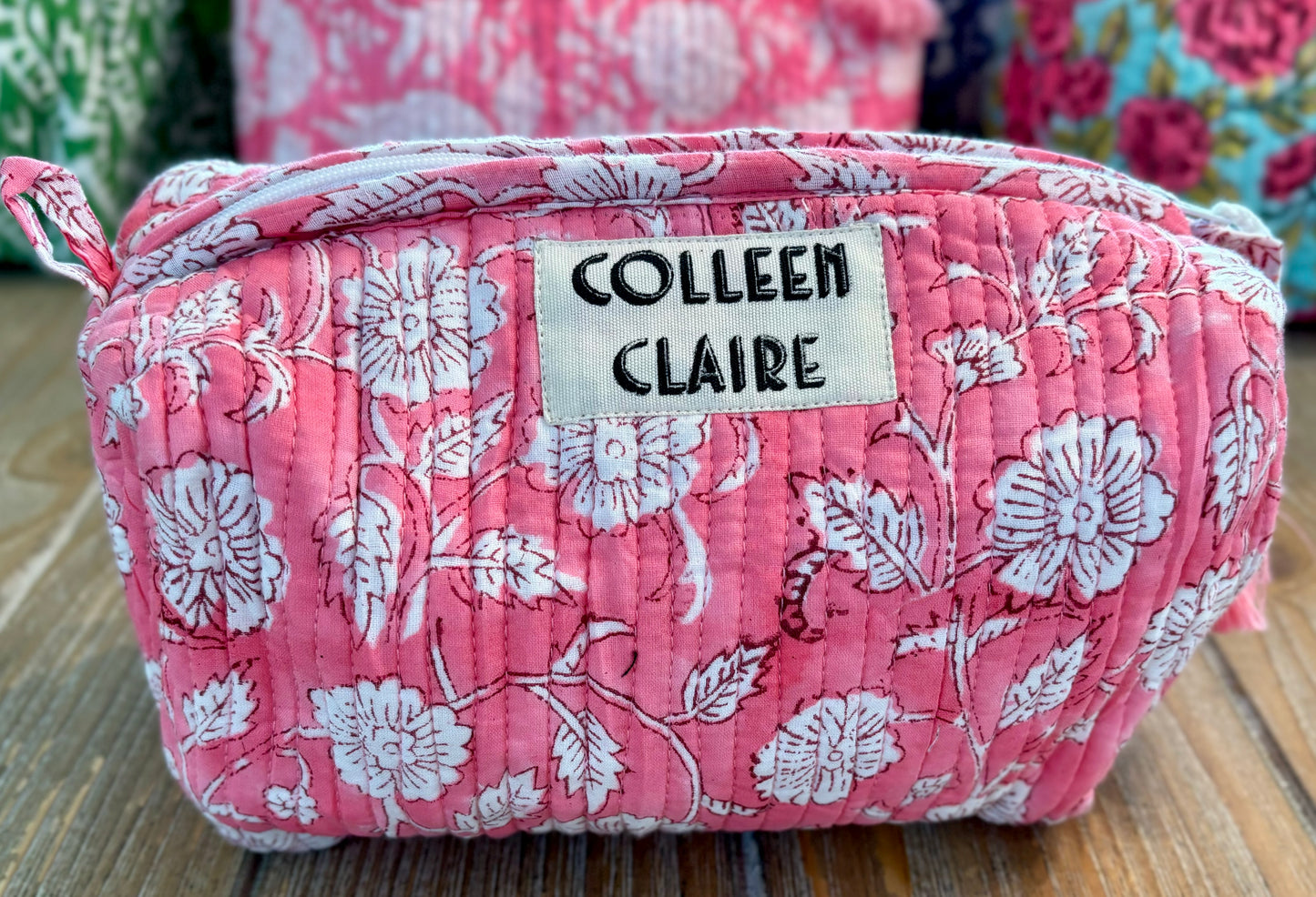 Suzanne Medium Pink & White Toiletry Bag