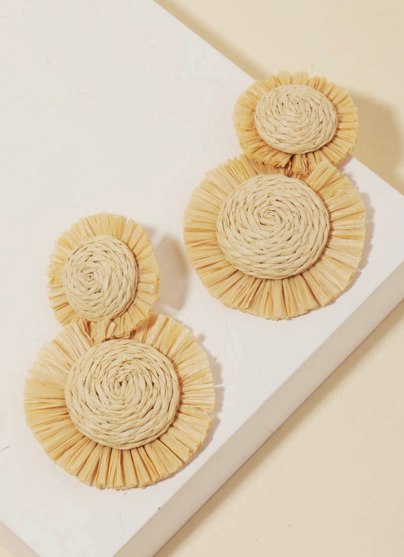 Raffia Circle Earrings