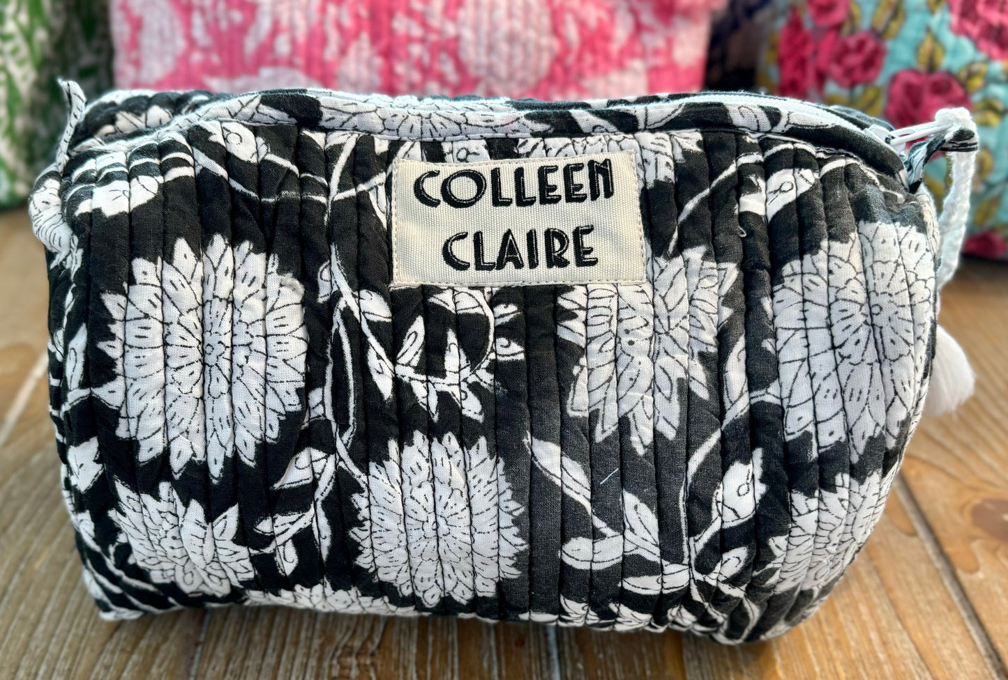 Suzanne Medium Black & White Toiletry Bag