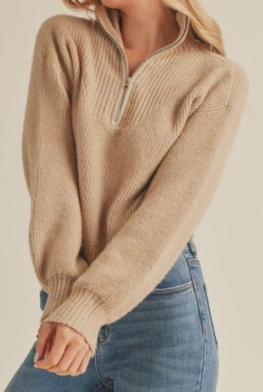 Tara Half Zip Sweater Camel