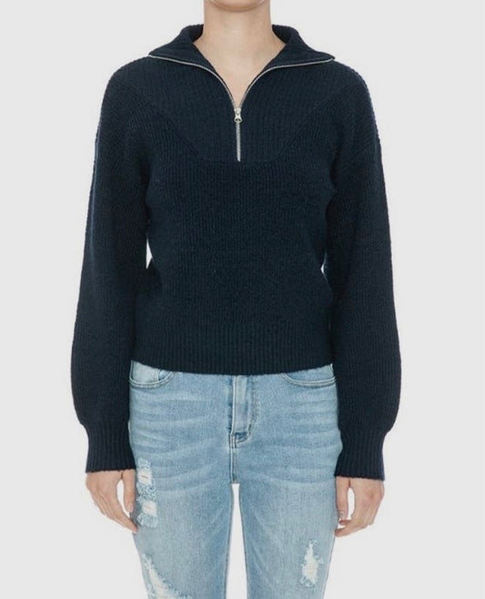 Tara Half Zip Sweater Dark Navy